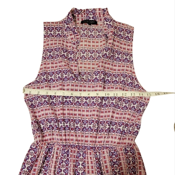 Magari Italy Fit Flare Skirt Sleeveless Dress Women's Small Pom Pom Geo Print - Picture 6 of 9